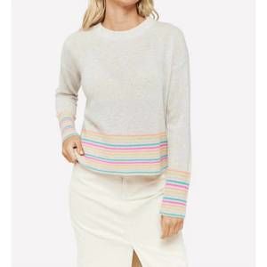 NEW BRODIE CASHMERE brodie mini stripe pearl crewneck jumper in haze